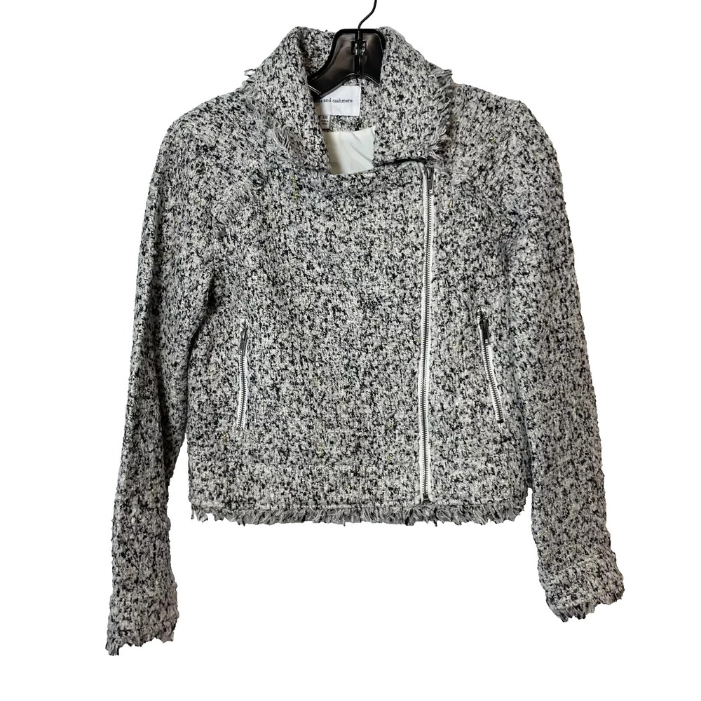 Cupcakes And Cashmere Full Zip Tweed Jacket Womens XS Gray Collared Zip Pockets